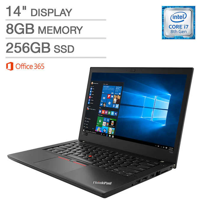 Lenovo ThinkPad T480 / 20L5-S01J00 / Intel Core i7-8550U (1.9GHz) / 8GB Memory / 256GB SSD / 14-in FHD / Intel Integrated 620 Graphics / Win 10 / 3-cell